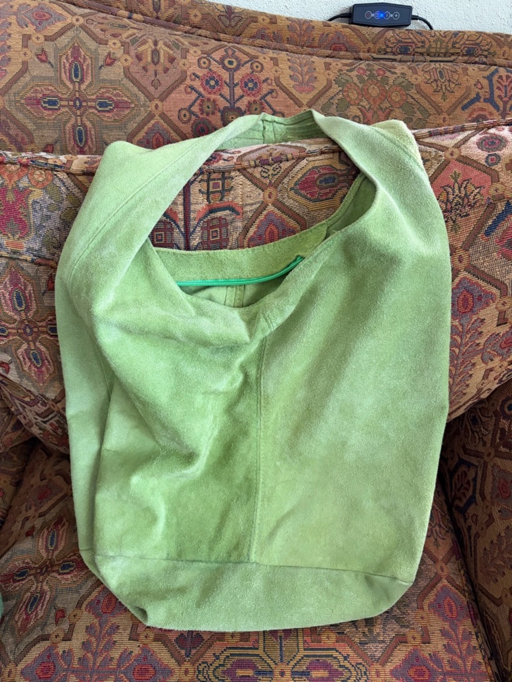 Soft Green Suede Shoulder Tote